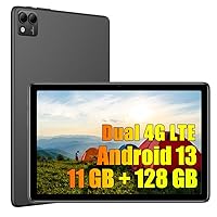 DOOGEE T10S Tablet (2023), 11GB RAM + 128GB ROM (TF 1TB) Octa-Core, Battery 6600mAh, 10.1 Pollici TÜV SÜD, Dual 4G LTE/SIM, Camera 8MP + 5MP, Android 13, GPS Face ID OTG Widevine L1 Black