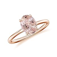 Natural Morganite Oval Solitaire Ring for Women Girls in Sterling Silver / 14K Solid Gold/Platinum