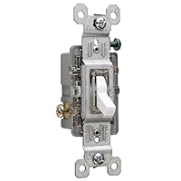 Legrand Pass & Seymour 660WSLCC10 Trademaster 15 Amp Single Pole Illuminated Toggle Light Switch, Lighted When Off, Residential Grade, White (1 Count)