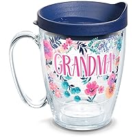 Tervis Made in USA Double Walled Dainty Floral Mother's Day Insulated Tumbler Cup Keeps Drinks Cold & Hot, 16oz Mug, Grandma