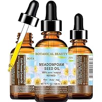 MEADOWFOAM SEED OIL 100% Pure Natural Refined Undiluted for Face, Body, Hair and Nail Care. 4 Fl.oz.- 120 ml by Botanical Beauty