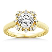 Lab Grown Diamond Halo Engagement Ring Setting 18k Yellow Gold (0.11ct)