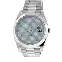 Rolex Day-Date 40 Platinum Ice Blue Diagonal Motif Dial Men’s Watch 228206
