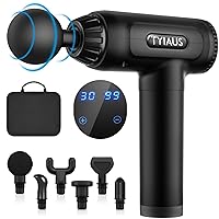 Muscle Massage Gun - TYIAUS Percussion Massager Gun Deep Tissue with 30 Adjustable Speeds and 6 Heads, Portable Body Muscle Massager for Office Gym Home Post-Workout Recovery