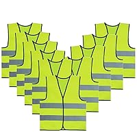 10 Pack Kids Safety Reflective Vests, High Vis Construction Vest with Elastic Waistband-NeonGreen