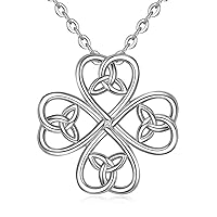 INFUSEU Sterling Silver Irish Jewelry, Celtic Claddagh Witches Knot Necklace for Women Teen Girls