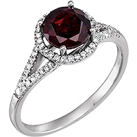 14k White Gold Mozambique Garnet Faceted Mozambique Garnet 0.17 Dwt Ring Size 6.5 Jewelry for Women