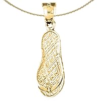 14K Yellow Gold 3D Flip Flop Pendant with 18
