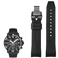22mm Silicone Watch Bands for Tissot T120417 T120407 Quartz Dial Rubber Sport Men Watch Strap Watchband Waterproof (Color : Black Black, Size : 22mm)