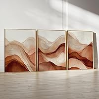 DOLUDO 3 Pieces Neutral Wall Art Prints Terracotta Watercolor Landscape Painting Canvas Pictures Artwork for Living Room Bedroom Home Decor Ready To Hang
