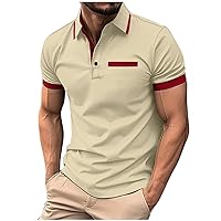 Teens Stripe Print Golf Shirt Color Block Summer Tops Short Sleeve Muscle Sports Tshirt Quarter Button Down Polo Shirts