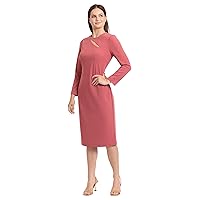 Maggy London Women's Long Sleeve Keyhole Neck Scuba Crepe Sheath Dress Office Workwear Event Guest of Wedding