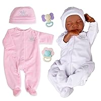Aori Reborn Baby Dolls 18'' Black Newborn Dolls and Pink Outfit Accessories for 17-20 Inch Newborn Girl