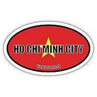 3 Pack 2x3 inches | Ho Chi Minh City Vietnam Flag Oval Sticker Construction Toolbox, Hardhat, Lunchbox, Helmet, Mechanic, Luggage