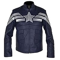 Men's Fashion America Captain Winter Soldier Blue Leather Jacket