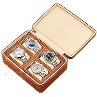 4 Grids PU Leather Watch Box Watch Organizer Storage Watches Display Case Tray Zippered Travel Watch Case