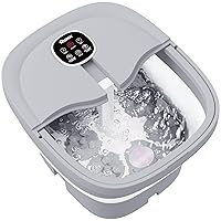 Collapsible Foot Spa Electric Rotary Massage, Foot Bath with Heat, Bubble, Remote, and 24 Motorized Shiatsu Massage Balls. Pedicure Foot Spa for Feet Stress Relief - FS02A
