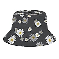 Bucket Hats for Women Daisies Floral Fashion Unisex Sun Protection Fashion Bucket Printed Sun Cap (Packable,Fashionable,Breathable,Comfortable,Lightweight) Outdoor Fisherman Hat for Women and Men Tee