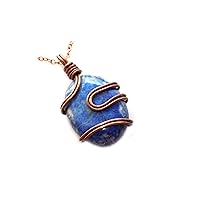 Lapis Lazuli Gemstone Necklace, Copper Wire Wrapped Jewelry, Designer Gemstone Jewellery DR-1226