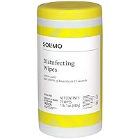 Amazon Brand - Solimo Disinfecting Wipes, Lemon scent, 75 Count