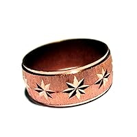 Wide Solid Copper Rings Diamond Cut Sparkles Sun Rays Design for men or women