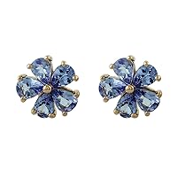 Stylish Tanzanite Natural Gemstone Pear Shape Stud Wedding Earrings 10K, 14K, 18K White Gold Jewelry