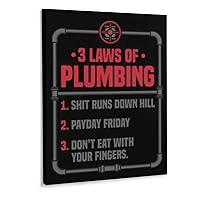 Posters Law of Plumbing Poster Plumber Poster Vintage Plumbing Wall Art Canvas Art Poster Picture Modern Office Family Bedroom Living Room Decorative Gift Wall Decor 8x10inch(20x26cm) Frame-Style