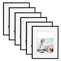 TWING 12 x 16 Picture Frames Set of 6, Display Pictures 8.5x11 with Mat or 12x16 Without Mat, Large Photo Gallery Wall Frame Set Wall Mounting Black Composite Wood,Ideal Valentine Gifts for Him/Her