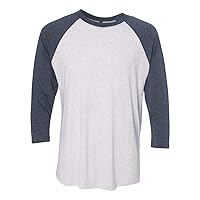 Next Level Women's Rib Collar 3/4 Sleeve T-Shirt, Indigo/ Heather White, X-Large