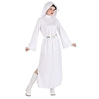 STAR WARS Princess Leia Official Adult Costume - Hooded Dress with Belt and Wig - Medium Multi