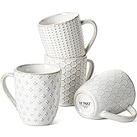 LE TAUCI Espresso Cups 7 oz, Ceramic Demitasse Cup, Small Coffee Mugs for Double Shot, Latte, Cappuccino, Lungo, Kids Mugs With Handle, Housewarming Gift - 2.7 inch, Set of 4, Arctic White