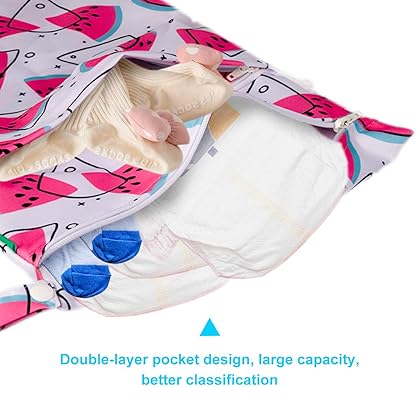 Viyuse wet bag for swimsuit 2pcs Cloth Diaper Wet Dry Bags enlarged version Washable Waterproof Two Zippered Pockets Infant Stroller Travel Beach Pool Gym Bag for Swimsuits & Wet Clothes