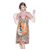 Women's Round Neck Floral Print Summer Casual Swing Mini Dress