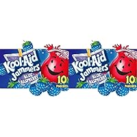 Kool-Aid Jammers Blue Raspberry Flavored Kids 0% Juice Drink (10 ct Box, 6 fl oz Pouches) (Pack of 2)