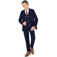Kids Suits Slim Fit Tuxedo Blazer Vest Pants for Wedding Navy Blue Formal Boys Suit