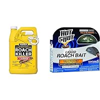 Harris Roach Killer, Liquid Spray with Odorless and Non-Staining 12-Month Extended Residual Kill Formula (128 Ounce) & Hot Shot Liquid Roach Bait, Roach Killer, 1 Pack, 6-Count