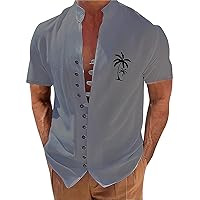 Mens Vintage Coconut Printed Shirts Hawaiian Tropical Short Sleeve Button Down Shirts 2024 Casual Summer Beach Camp Shirt