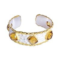 Citrine Gemstone 925 Sterling Silver Cuff Bangle Marvelous Handmade Jewellery Gift For Her