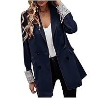 V Neck Single Breasted Lightweight Trench Blazer Women Classy Work Jacket Long Sleeve Loose Classic Solid Blazers