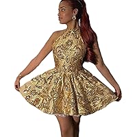 High Neck Glitter Ruched Short Prom Party Gown 2024 Sequined Tiered Homecoming Dress Open Back