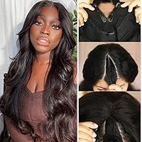 UNICE Glueless V Part Body Wave Wigs Human Hair No Leave Out Upgrade U part Wigs Beginner Friendly V-Shape Human Hair Wig with Clips No Sew in 150% Density Natural Black Color 18 Inch