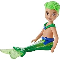 Barbie Dreamtopia Chelsea Merboy Doll with Green Hair & Tail, Accessory, Small Doll Bends at Waist