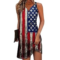 Women's Dresses 2024 Casual Dress Button Print V-Neck and Fashionable Outdoor Street Sleeveless, S-2XL