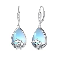 VONALA Leverback Earrings 925 Sterling Silver Dream Catcher/Larimar/Opal/Lapis/Turquoise Drop Earrings Jewellery Gift for Women