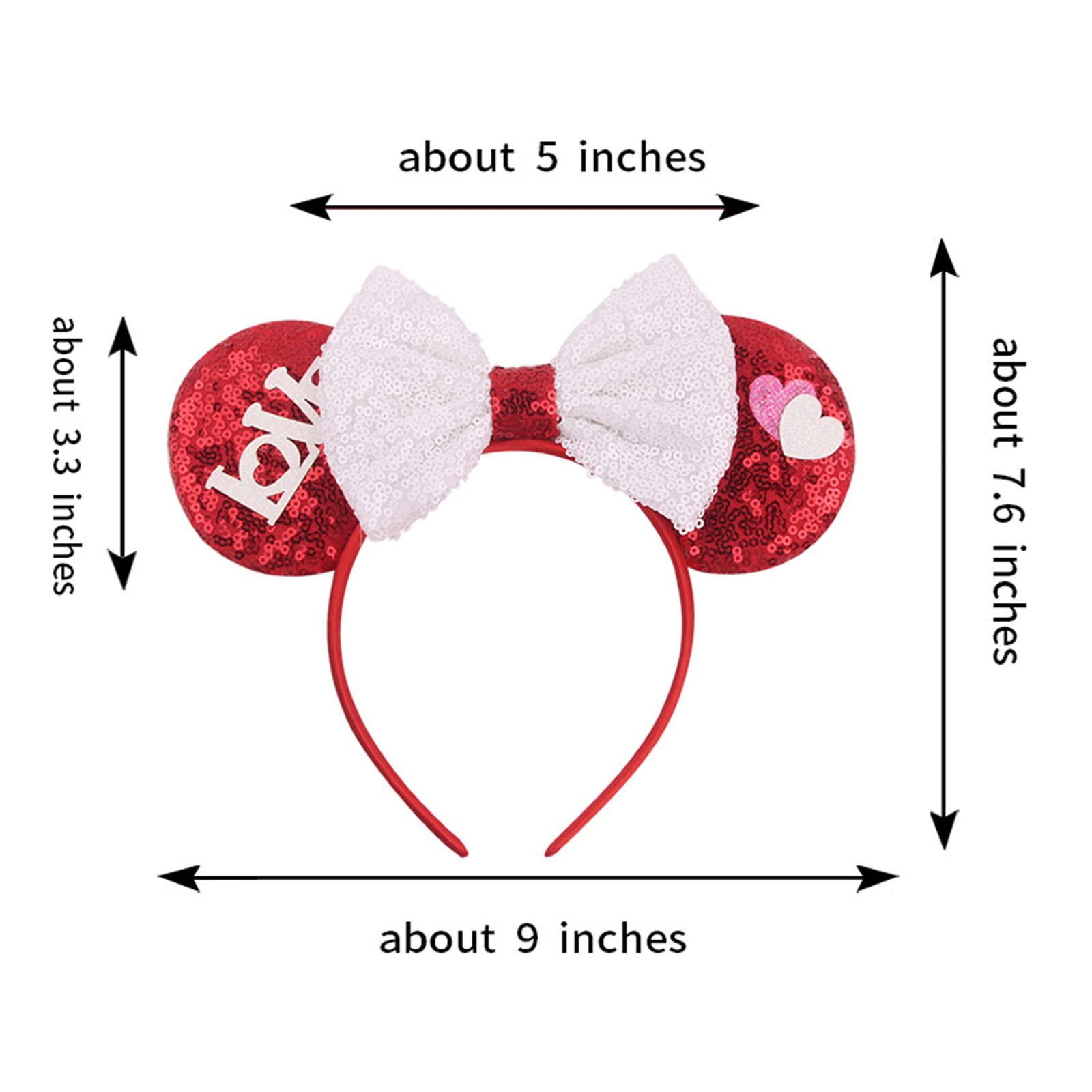 QHSWDLP Mouse Ears Headbands Shiny Bows Minnie Ear Hair Band Princess Decoration Cosplay Costume Accessory for Women Girls