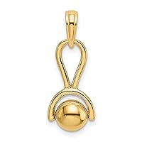 14k 3-D Baby Rattle with Moveable Ball Charm
