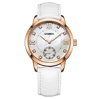 Women's White Dial Crystal Quartz Shell Surface Leather Band SP-2606-RL8 Wrist Watches