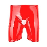 Mens Boxer Solid Color Leather Shorts Sexy Soft Leather Taste Underwear Shorts Pants Trousers for Men Valentine