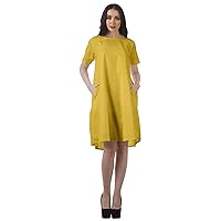 Solid Loose A-Line Dress with Pockets Short Sleeve Dresses Women