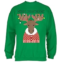 Animal World Ugly Christmas Sweater Men, Funny Xmas Sweatshirt, Mens Long Sleeve Merry Christmoose Festive Holiday Pullover